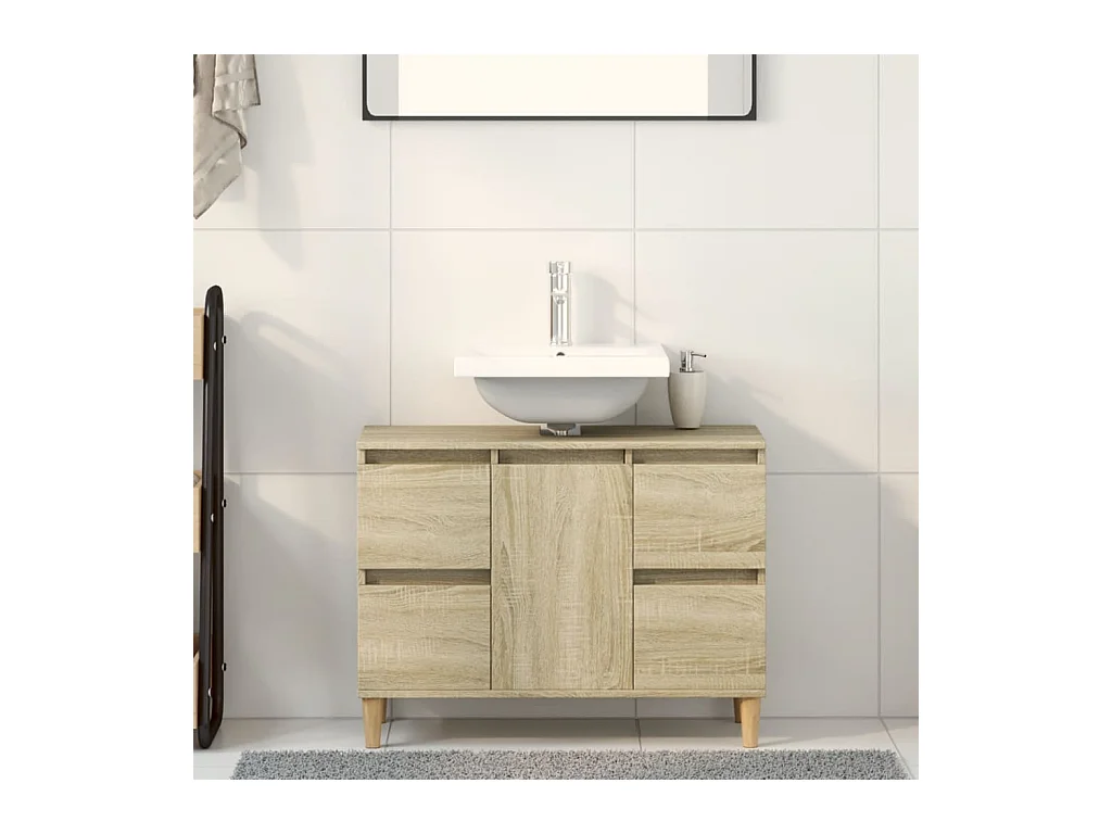 Meuble d'évier chêne sonoma 80x33x60 cm bois d'ingénierie