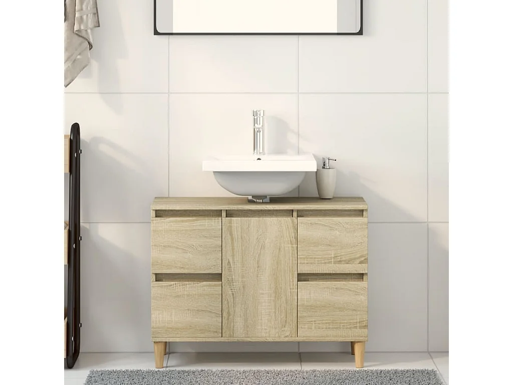 Meuble d'évier chêne sonoma 80x33x60 cm bois d'ingénierie