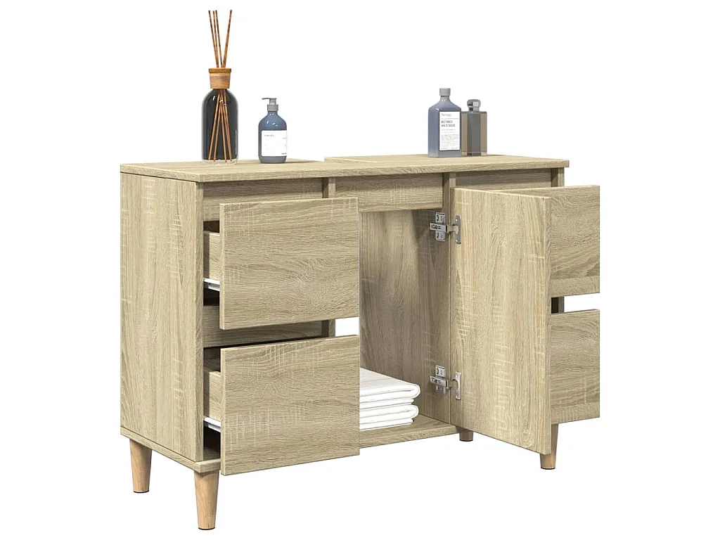 Wastafelkast 80x33x60 cm bewerkt hout sonoma eikenkleurig