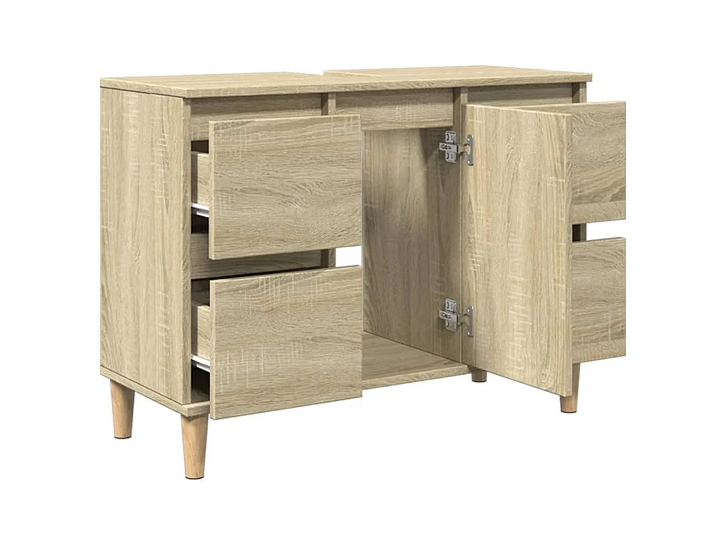 Wastafelkast 80x33x60 cm bewerkt hout sonoma eikenkleurig