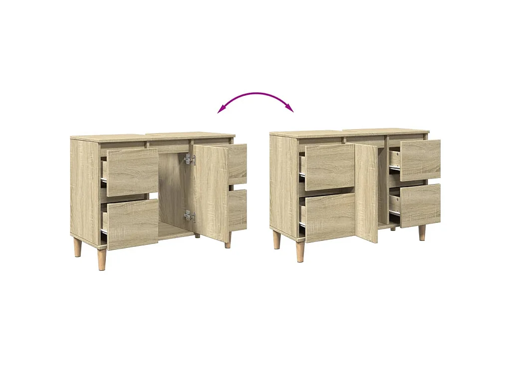 Wastafelkast 80x33x60 cm bewerkt hout sonoma eikenkleurig