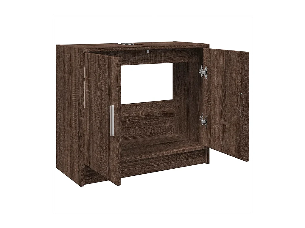 Wastafelkast 63x29x55 cm bewerkt hout bruin eikenkleurigig