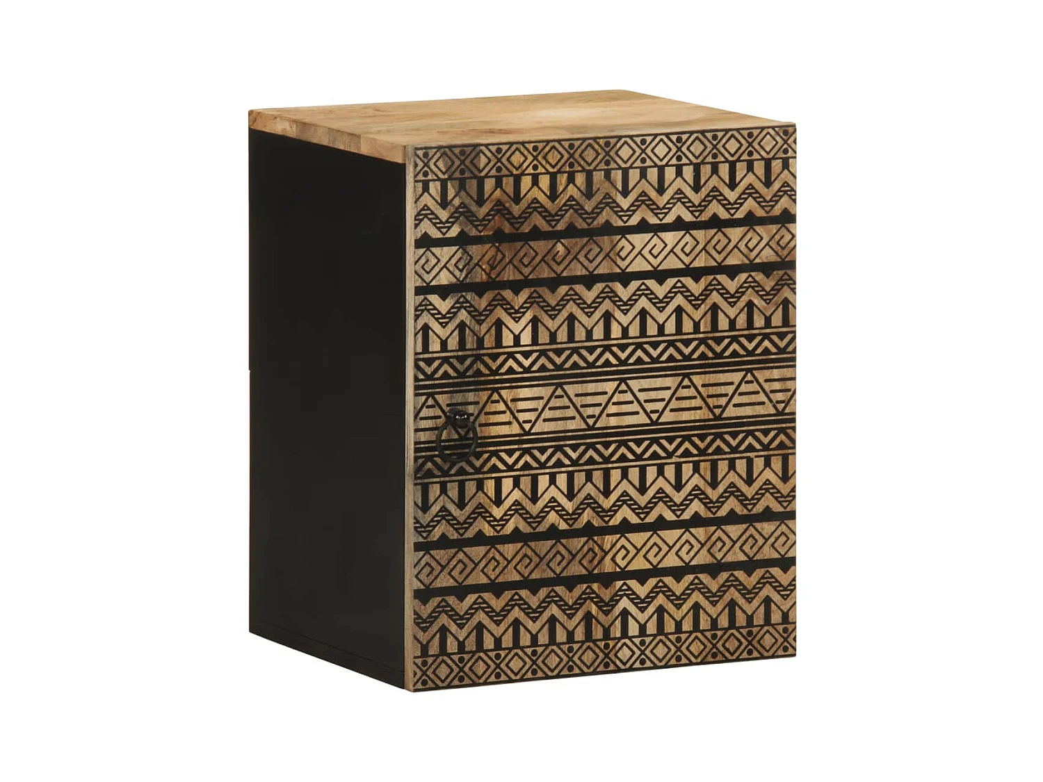 Badkamerwandkast 38x33,5x48 cm massief mangohout zwart