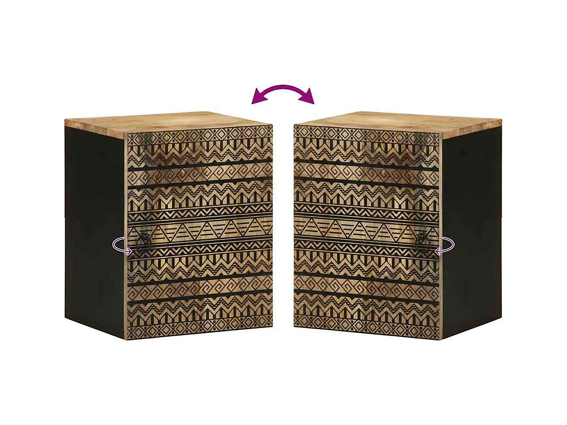 Badkamerwandkast 38x33,5x48 cm massief mangohout zwart