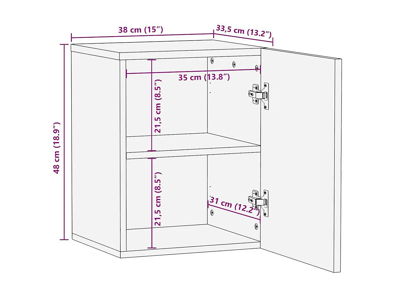 Armoire de salle de bain suspendue bois massif manguier