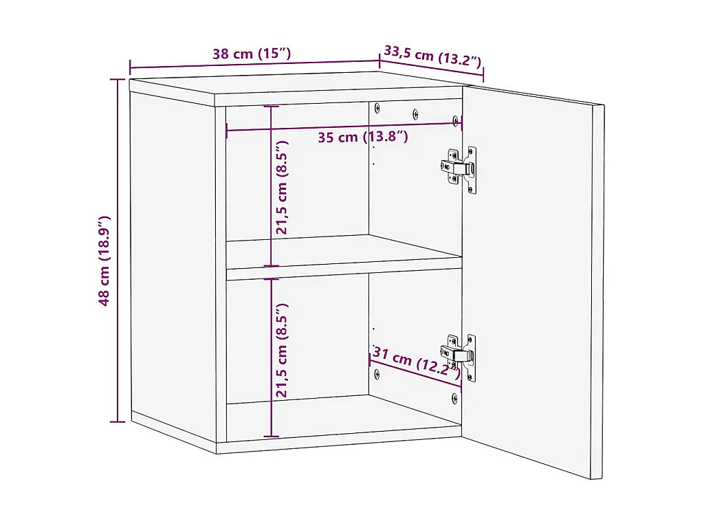 Armoire de salle de bain suspendue bois massif manguier
