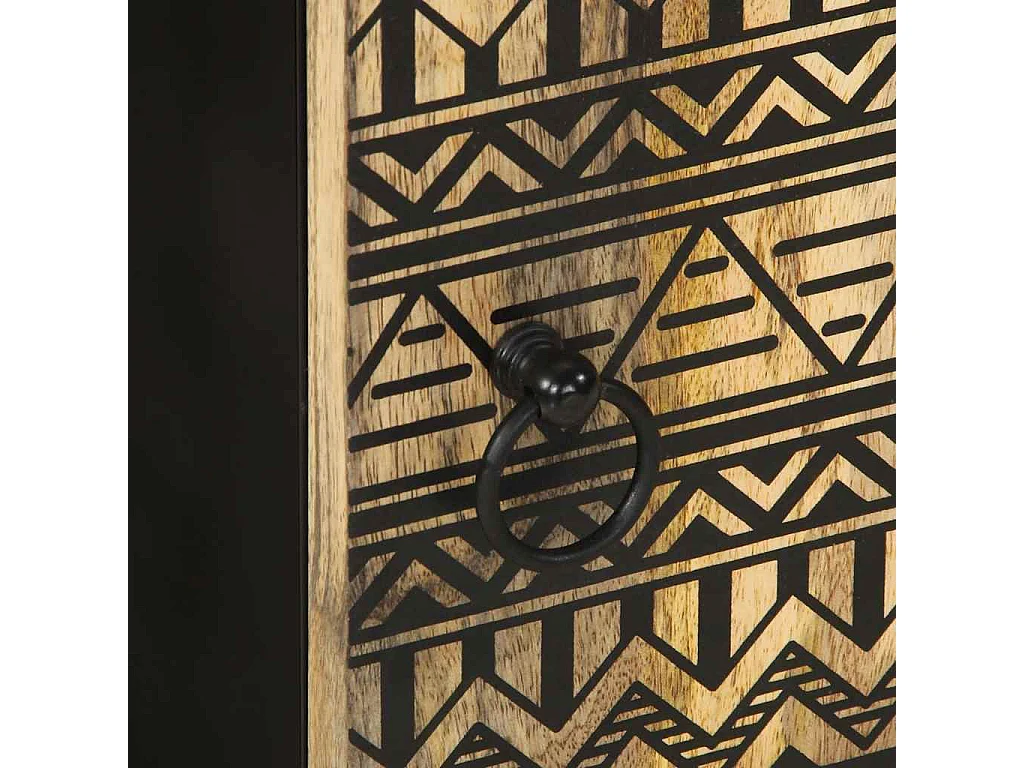 Bad-Hängeschrank Schwarz 38x33,5x48 cm Massivholz Mango