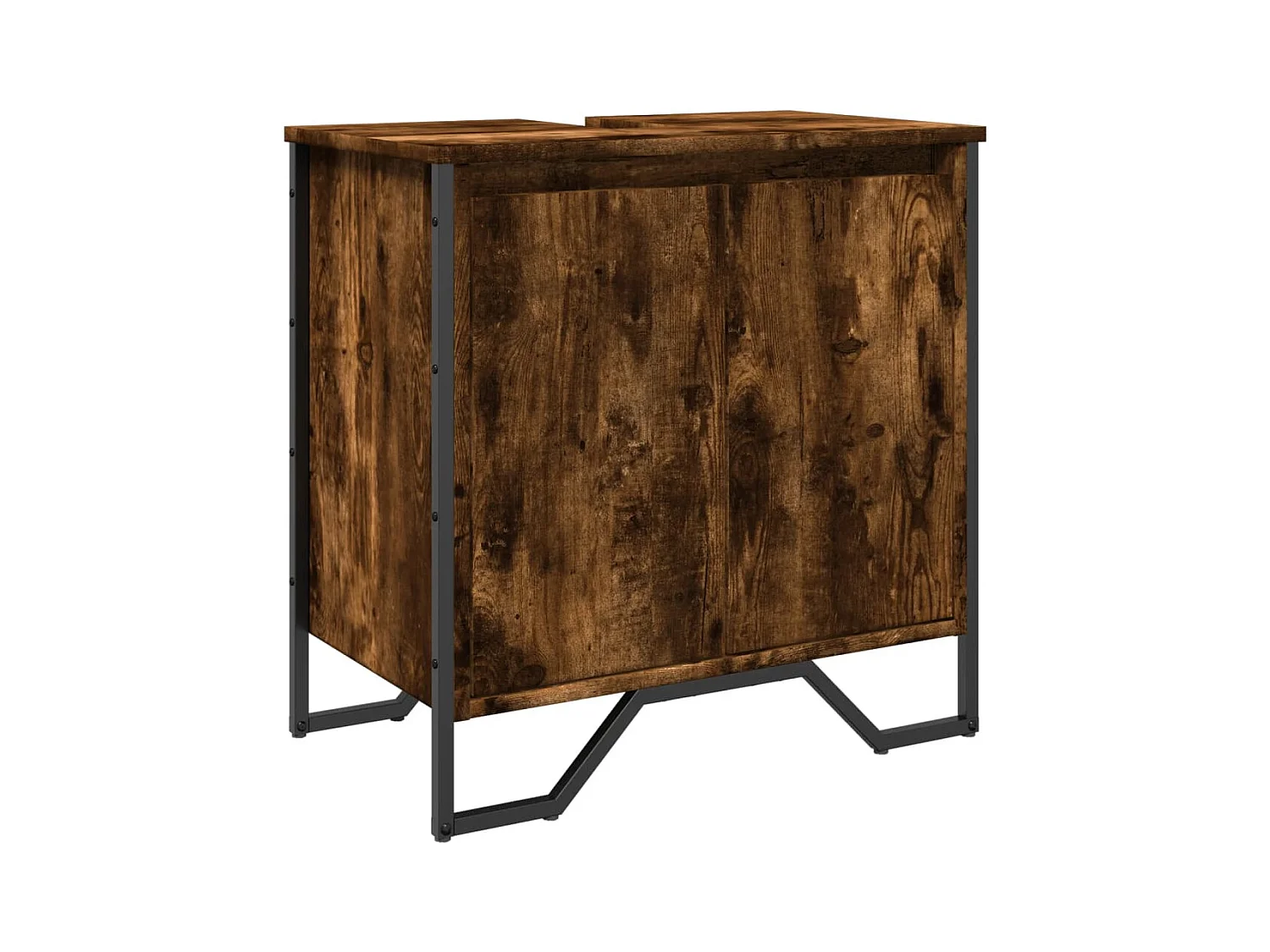 Armoire lavabo de salle de bain chêne fumé 60x35x60 cm