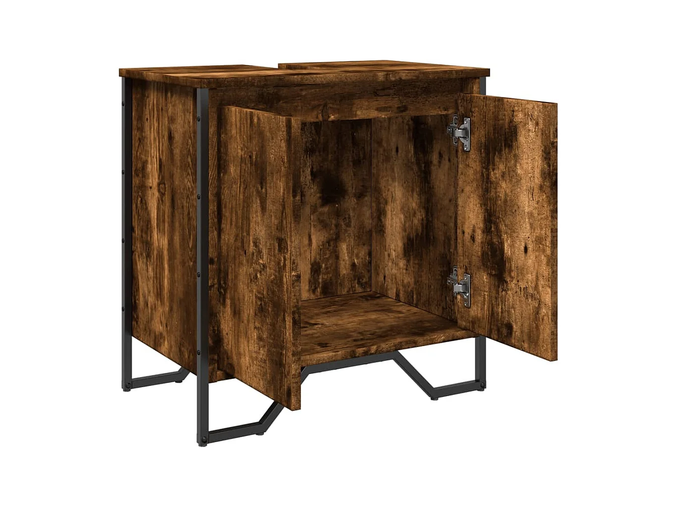 Armoire lavabo de salle de bain chêne fumé 60x35x60 cm