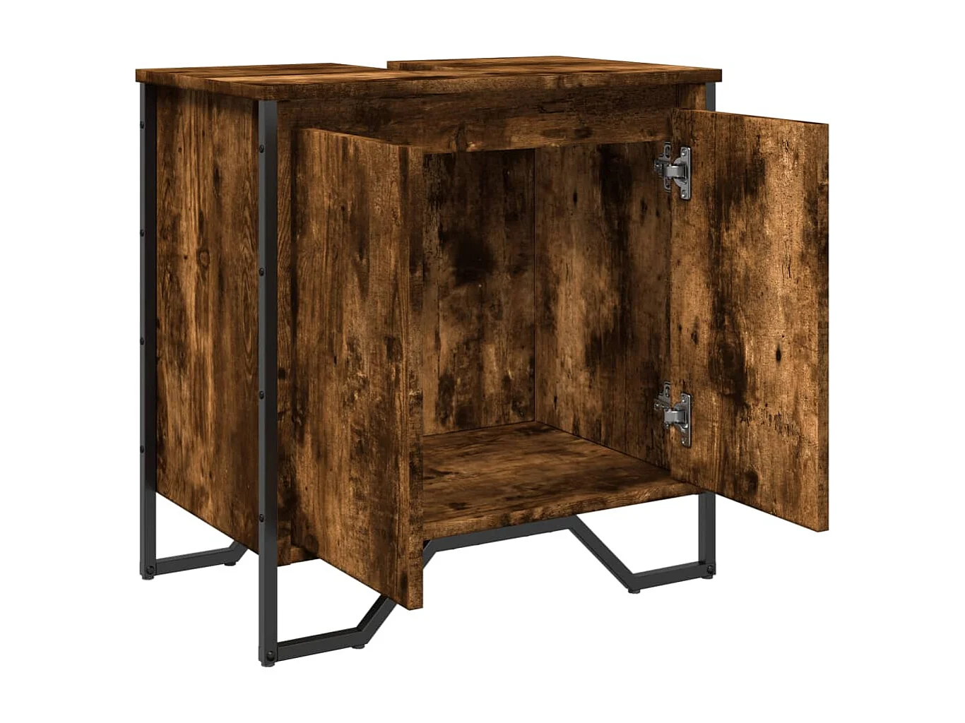 Armario lavabo baño madera ingeniería roble ahumado 60x35x60 cm