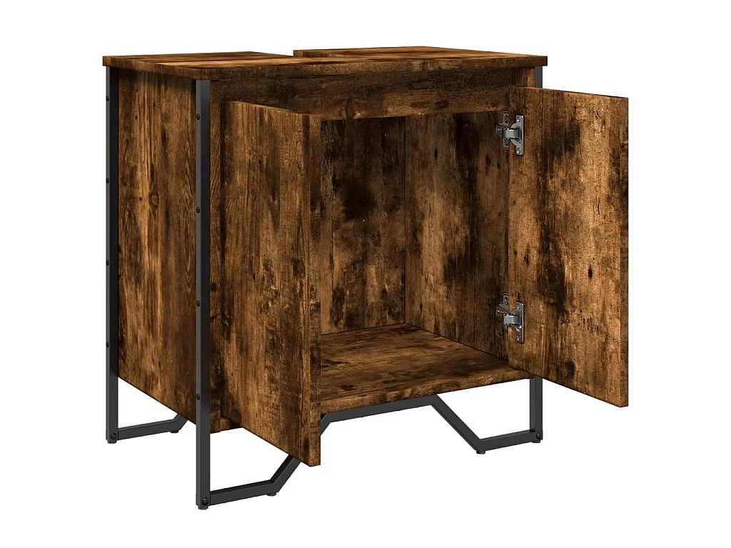 Mobile Lavabo Bagno Rovere Fumo 60x35x60 cm Legno Multistrato