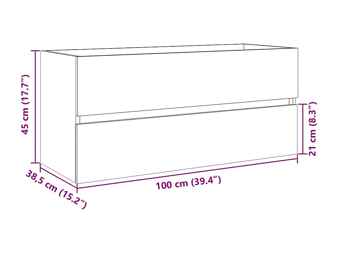 Wastafelkast 100x38,5x45 cm bewerkt hout sonoma eikenkleurig
