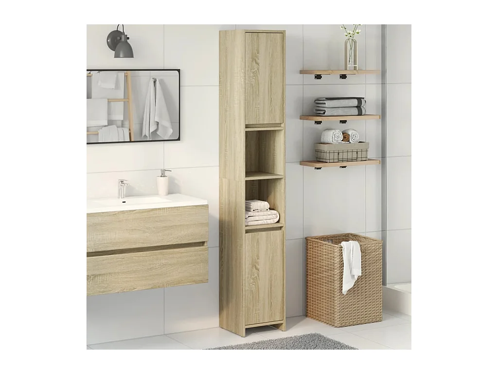 Mobile da Bagno Rovere Sonoma 30x30x183,5 cm Legno Multistrato
