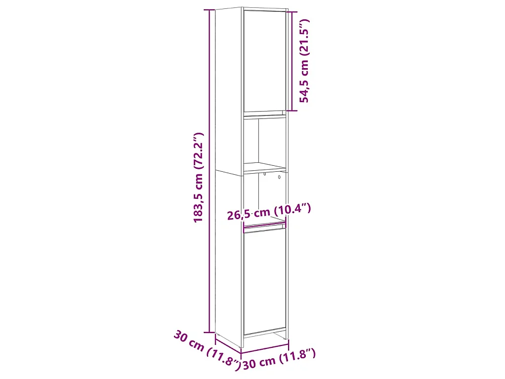 Armoire de salle de bain Chêne sonoma 30x30x183,5 cm Aggloméré