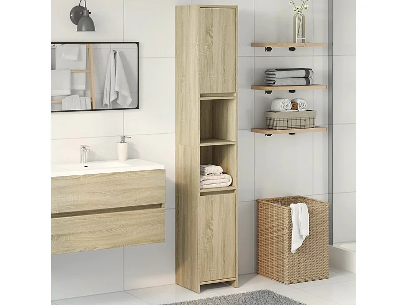Armoire de salle de bain Chêne sonoma 30x30x183,5 cm Aggloméré