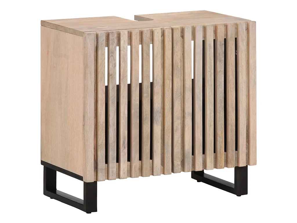 Armario de lavabo para baño madera maciza de mango 62x34x58 cm