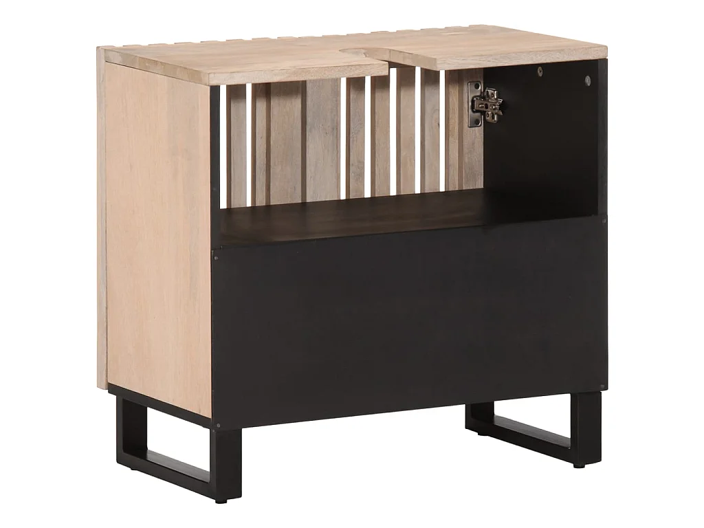 Armario de lavabo para baño madera maciza de mango 62x34x58 cm