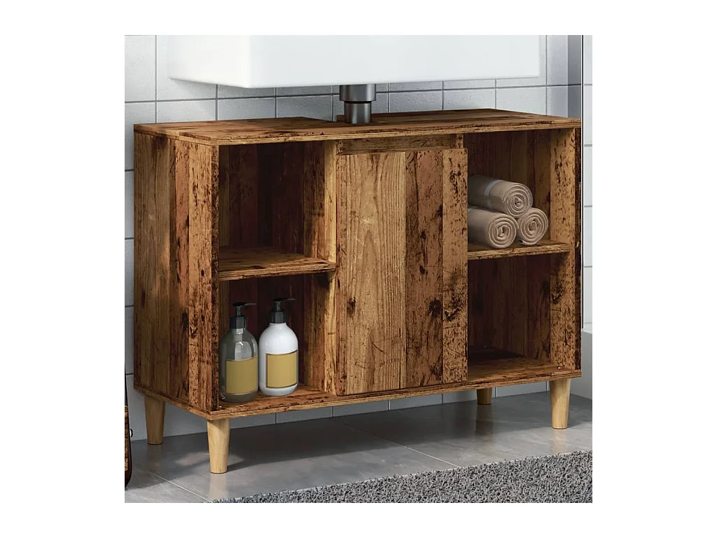 Armoire de salle de bain vieux bois 80x33x60 cm bois ingénierie