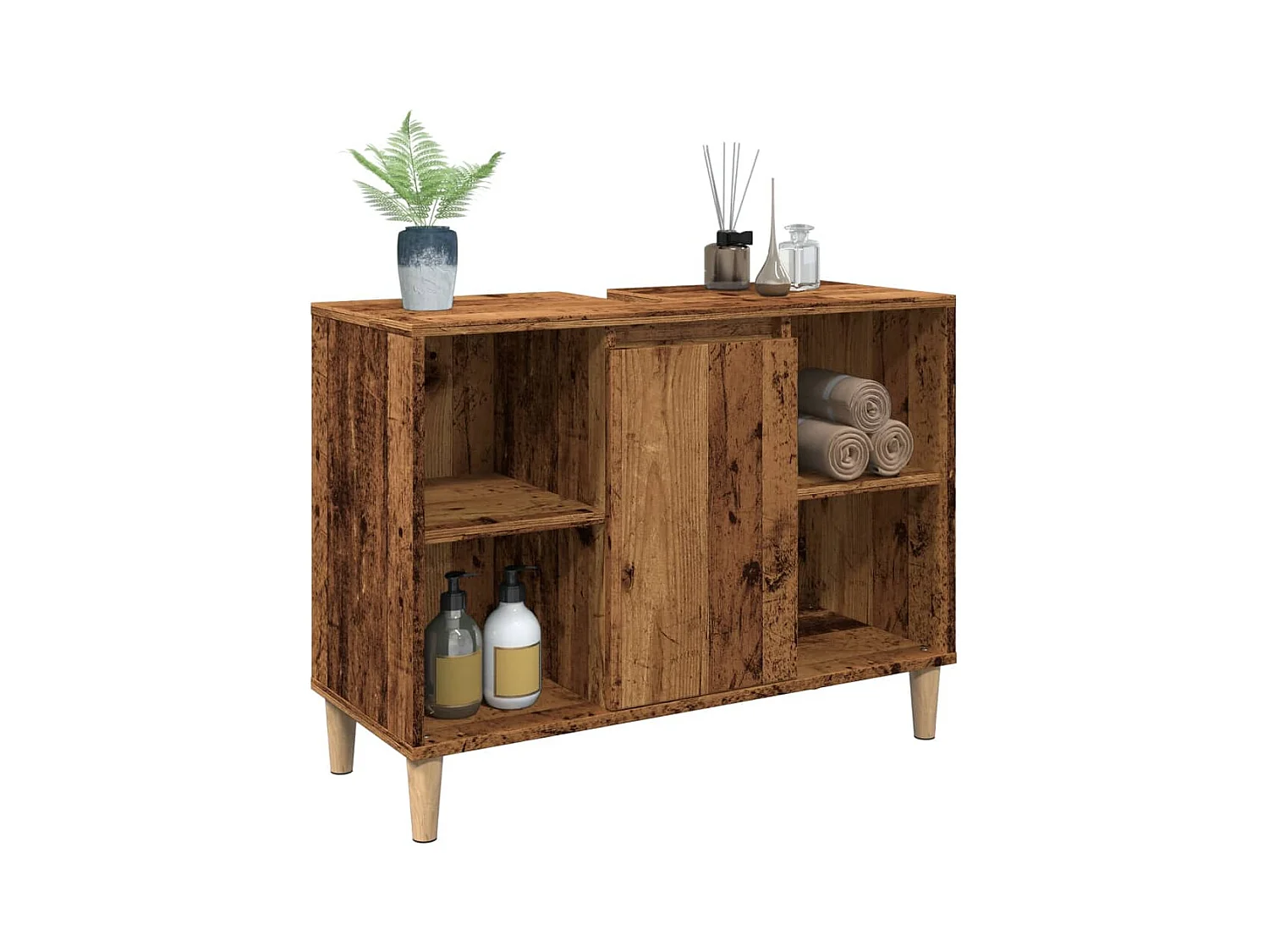 Armoire de salle de bain vieux bois 80x33x60 cm bois ingénierie