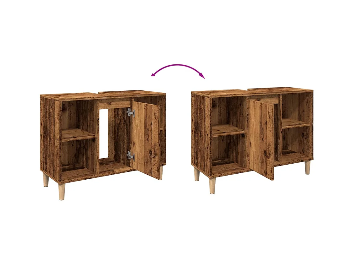 Armoire de salle de bain vieux bois 80x33x60 cm bois ingénierie