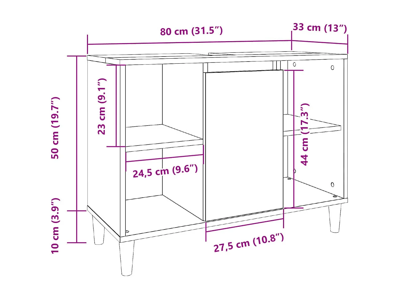Armoire de salle de bain vieux bois 80x33x60 cm bois ingénierie