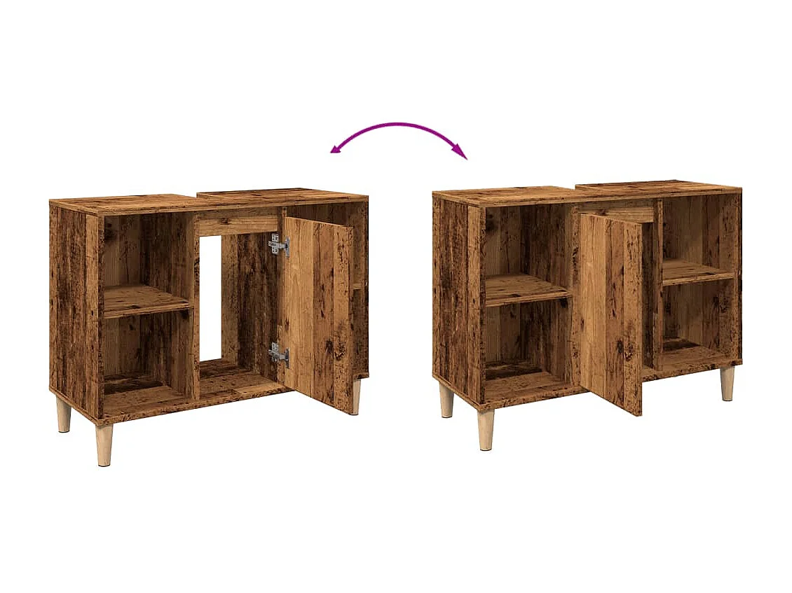 Armoire de salle de bain vieux bois 80x33x60 cm bois ingénierie