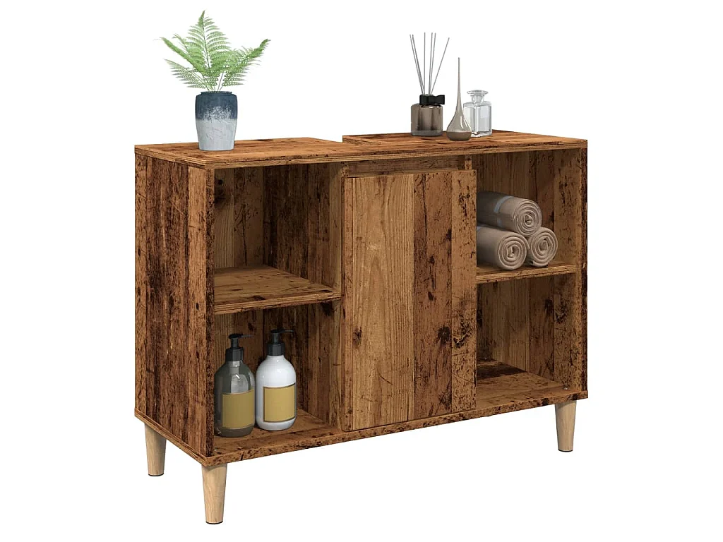 Mobile da Bagno Legno Antico 80x33x60 cm in Legno Multistrato