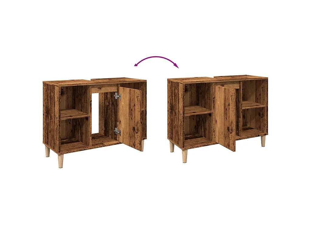 Mobile da Bagno Legno Antico 80x33x60 cm in Legno Multistrato