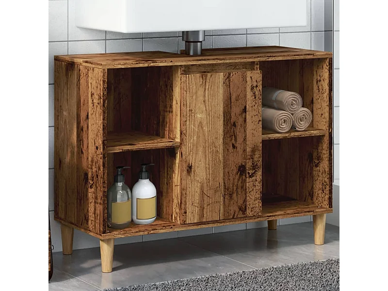 Armoire de salle de bain vieux bois 80x33x60 cm bois ingénierie