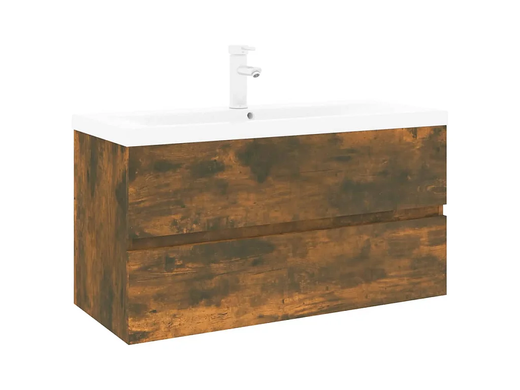 Mueble de baño con lavabo madera contrachapada roble ahumado