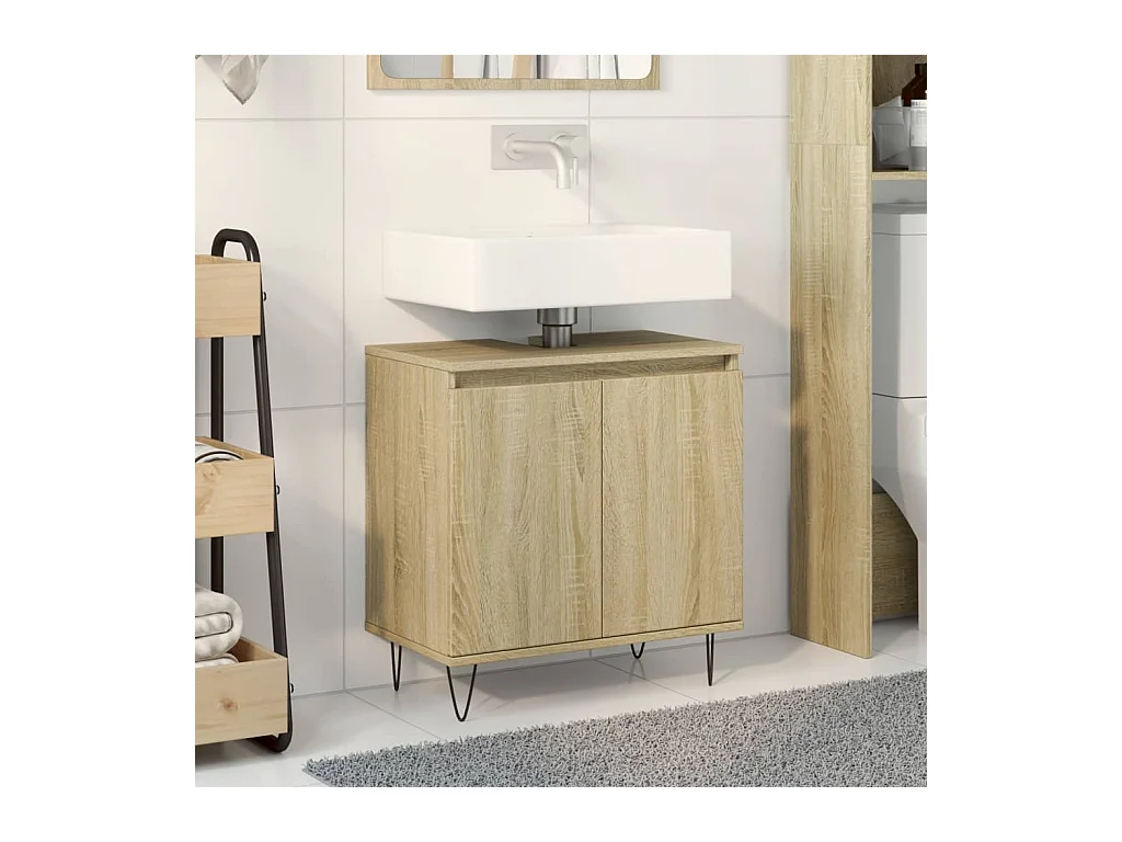 Armoire de bain chêne sonoma 58x33x60 cm bois d'ingénierie