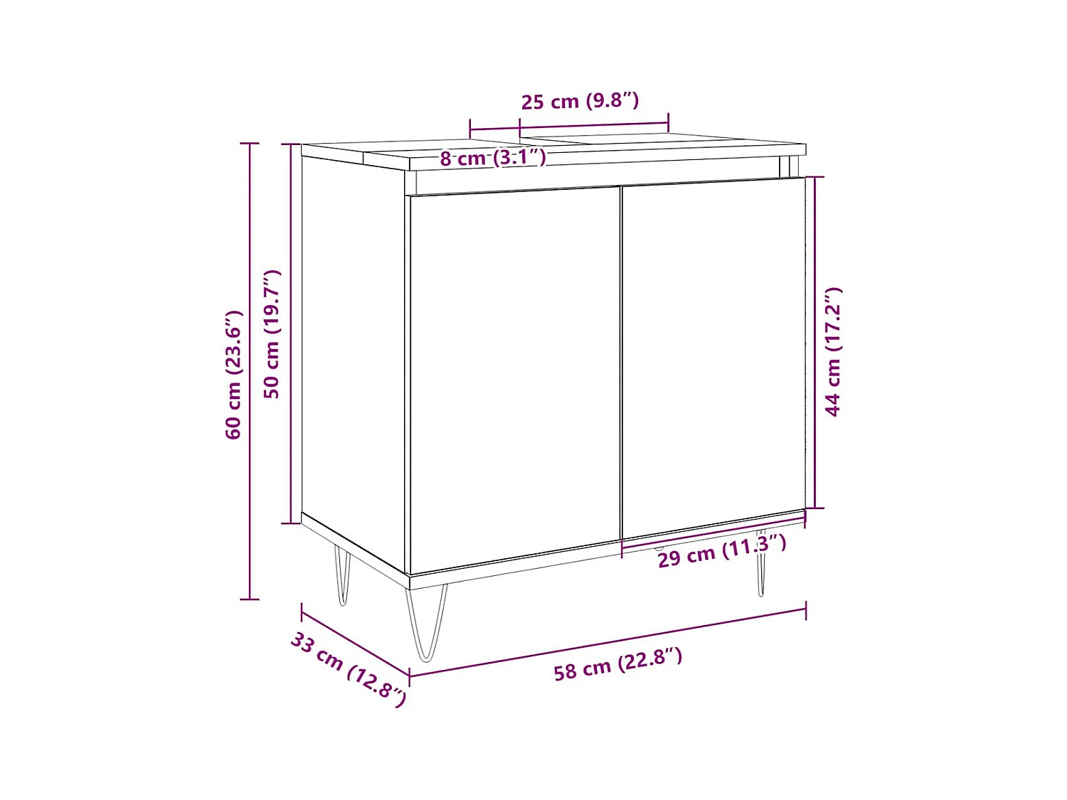 Armoire de bain chêne sonoma 58x33x60 cm bois d'ingénierie