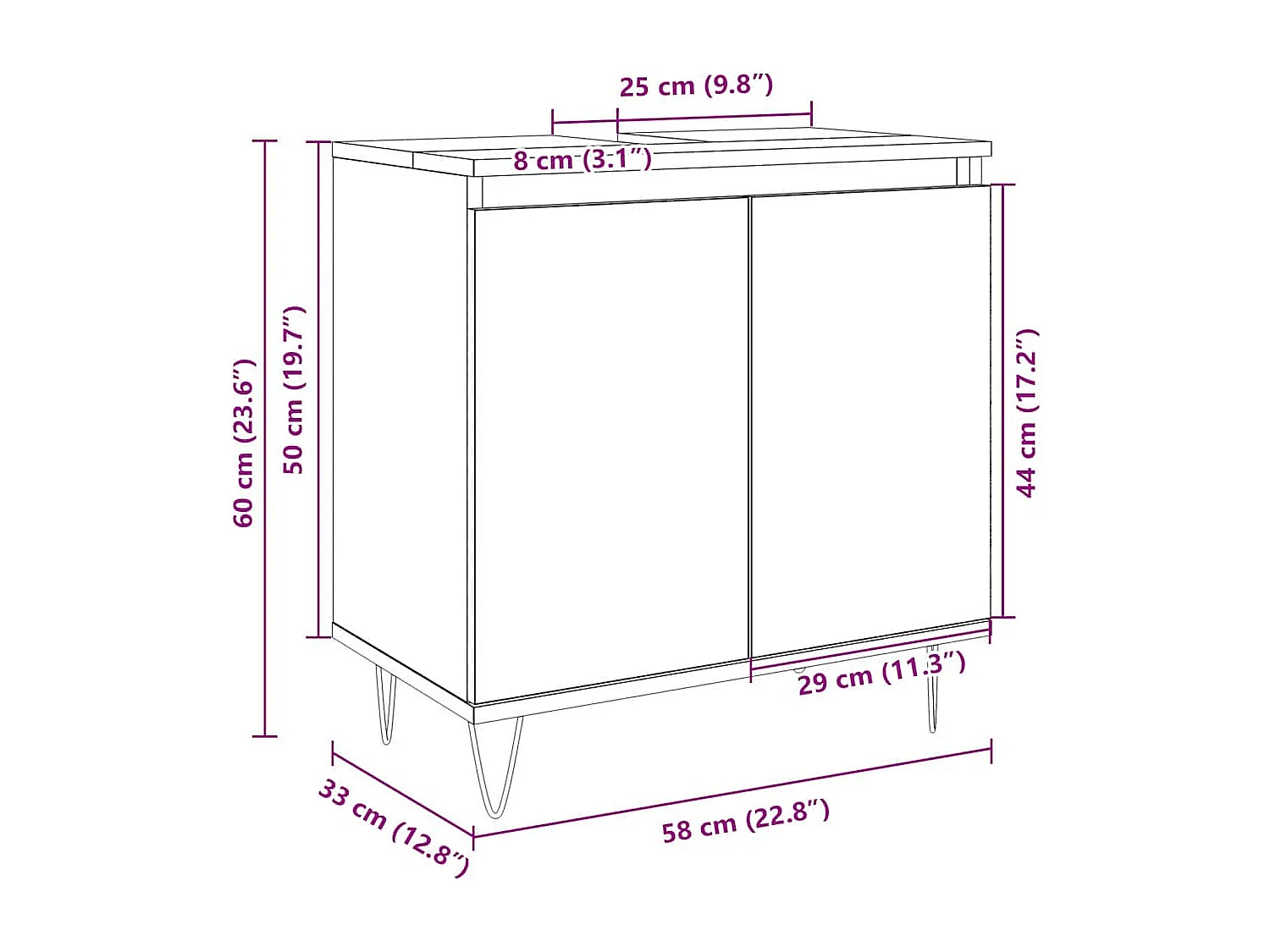 Armario de baño madera de ingeniería roble Sonoma 58x33x60 cm