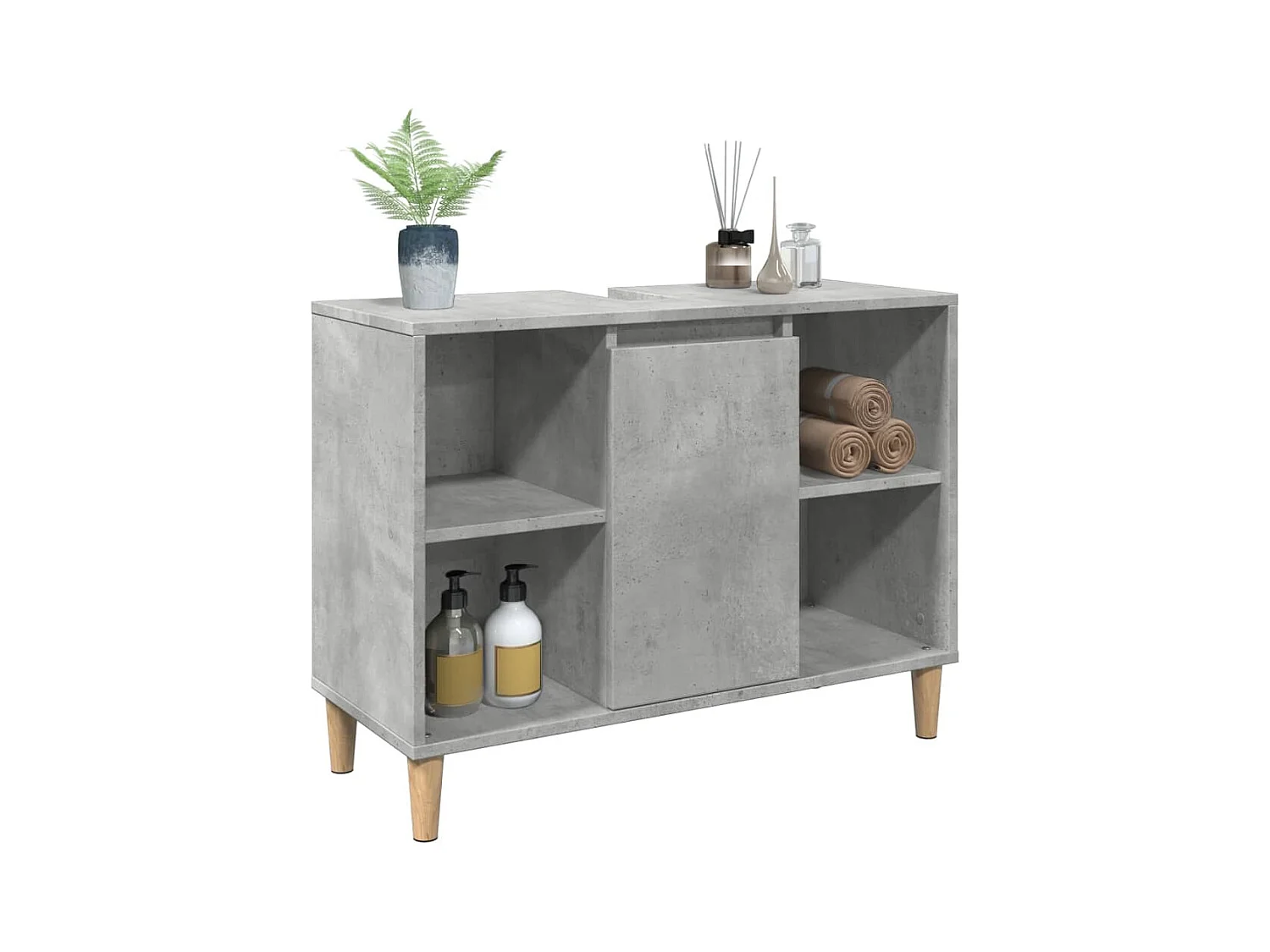 Armoire salle de bain gris béton 80x33x60cm bois d'ingénierie