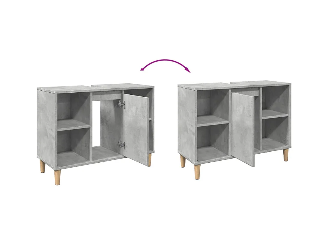 Armoire salle de bain gris béton 80x33x60cm bois d'ingénierie