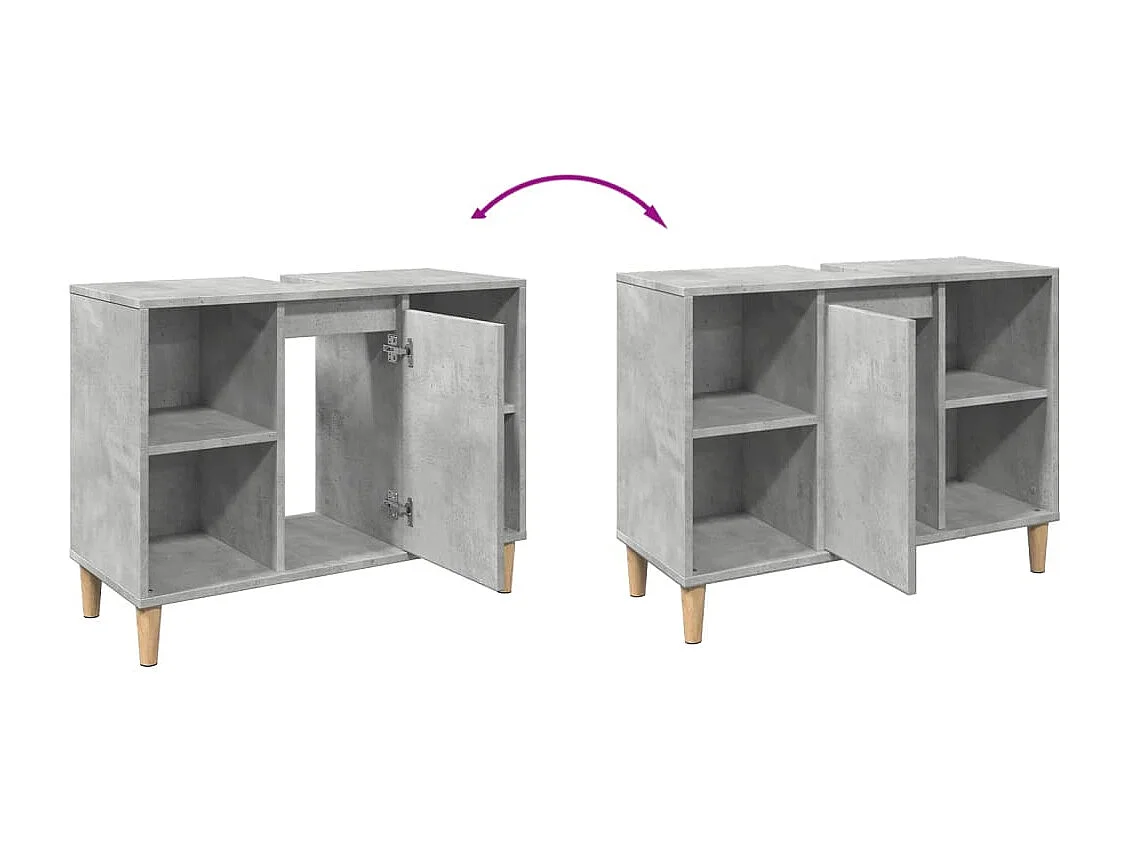 Armoire salle de bain gris béton 80x33x60cm bois d'ingénierie