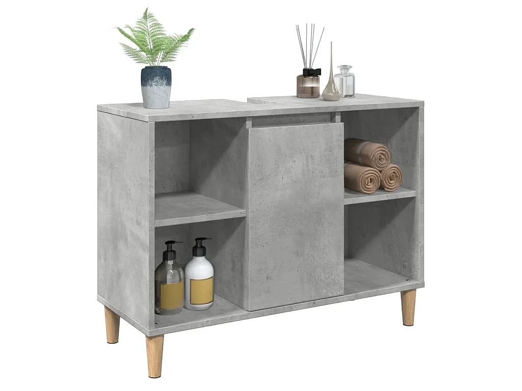 Badkamerkast 80x33x60 cm bewerkt hout betongrijs