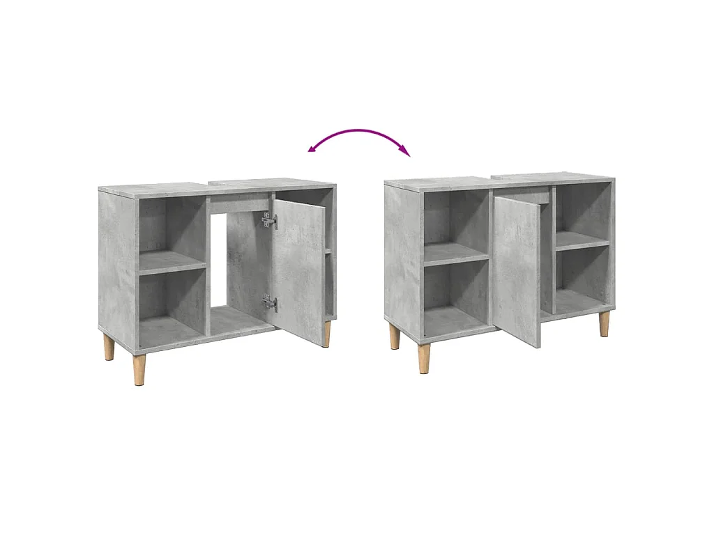 Badkamerkast 80x33x60 cm bewerkt hout betongrijs