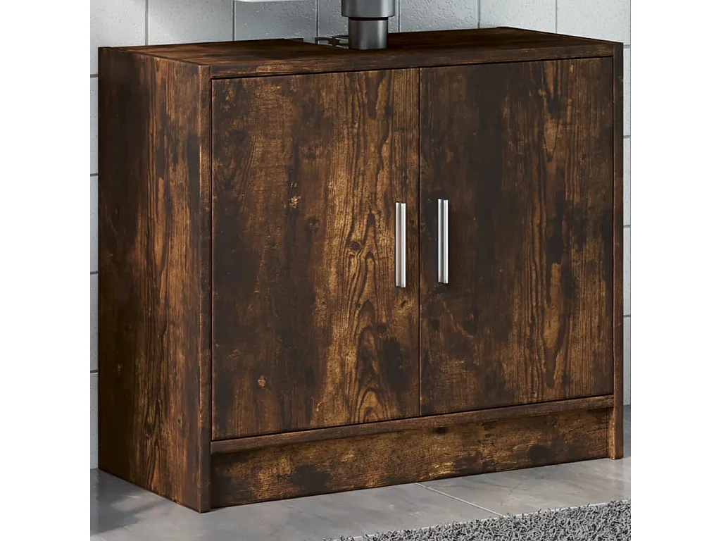 Armoire de lavabo chêne fumé 63x29x55 cm bois d'ingénierie