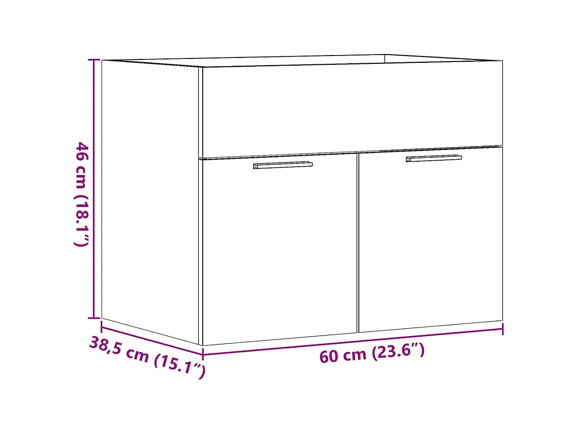Armoire d'évier Chêne sonoma 60x38,5x46 cm Aggloméré