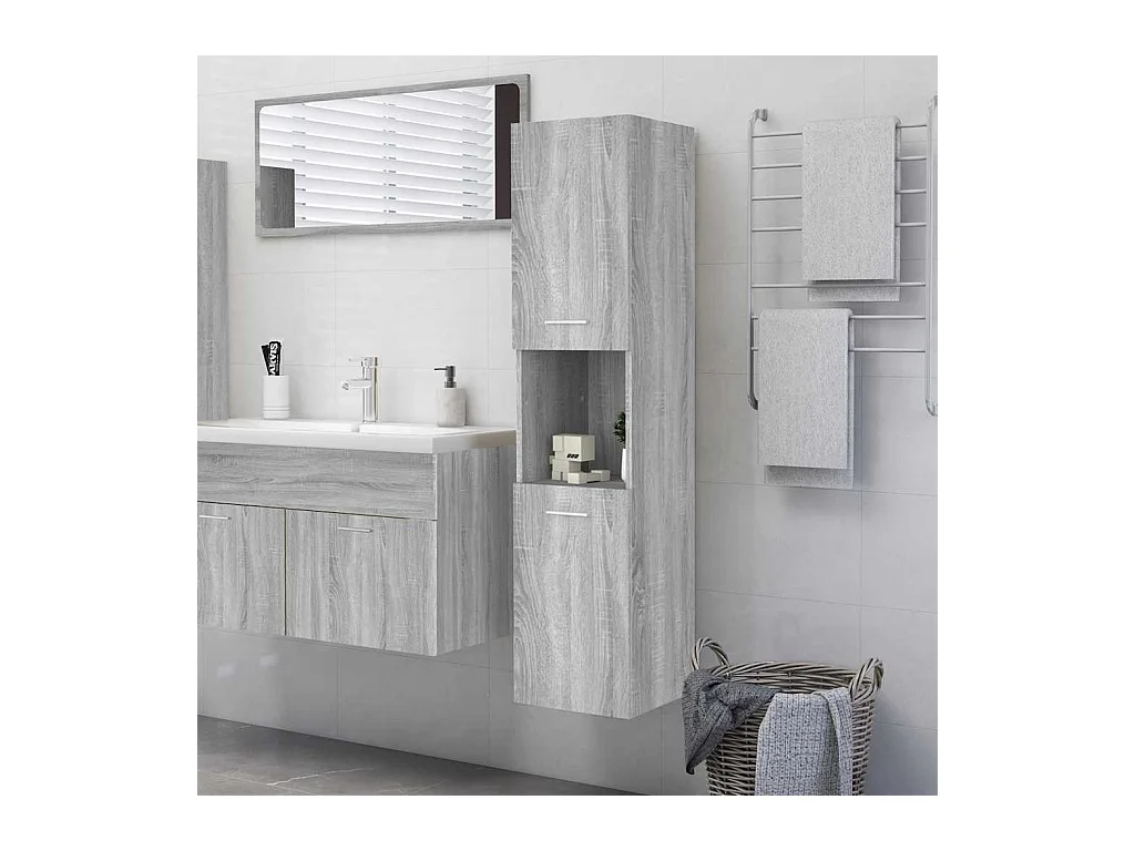 Armoire de bain Sonoma gris 30x30x130 cm Bois d'ingénierie