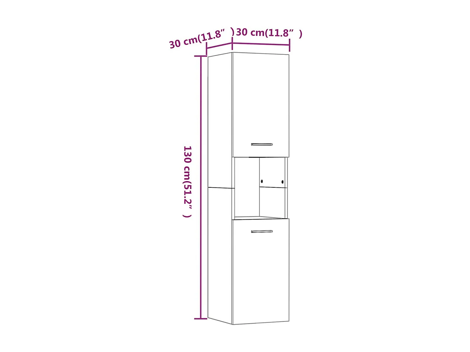 Armoire de bain Sonoma gris 30x30x130 cm Bois d'ingénierie