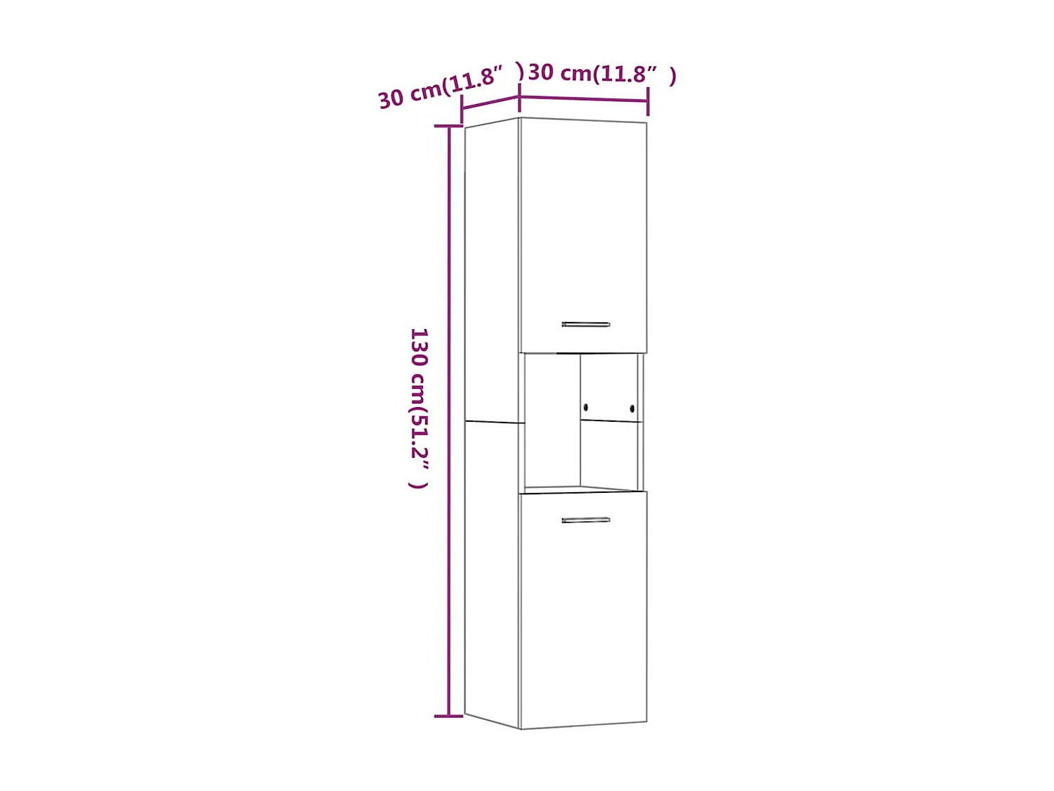 Armoire de bain Sonoma gris 30x30x130 cm Bois d'ingénierie