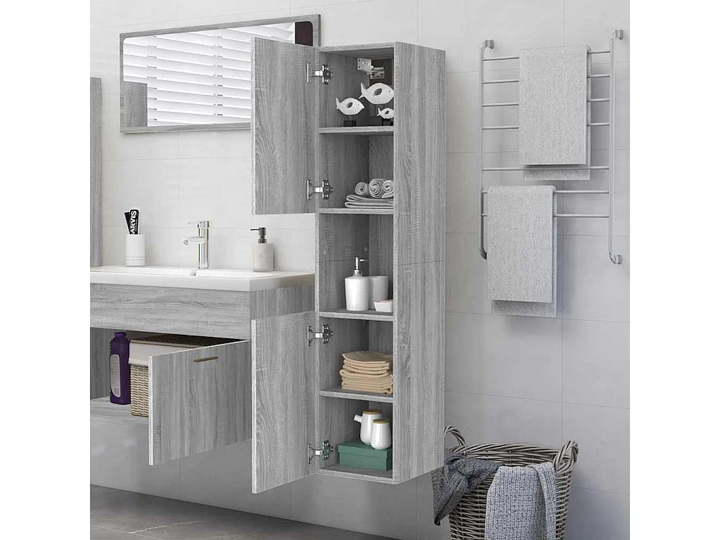 Armoire de bain Sonoma gris 30x30x130 cm Bois d'ingénierie