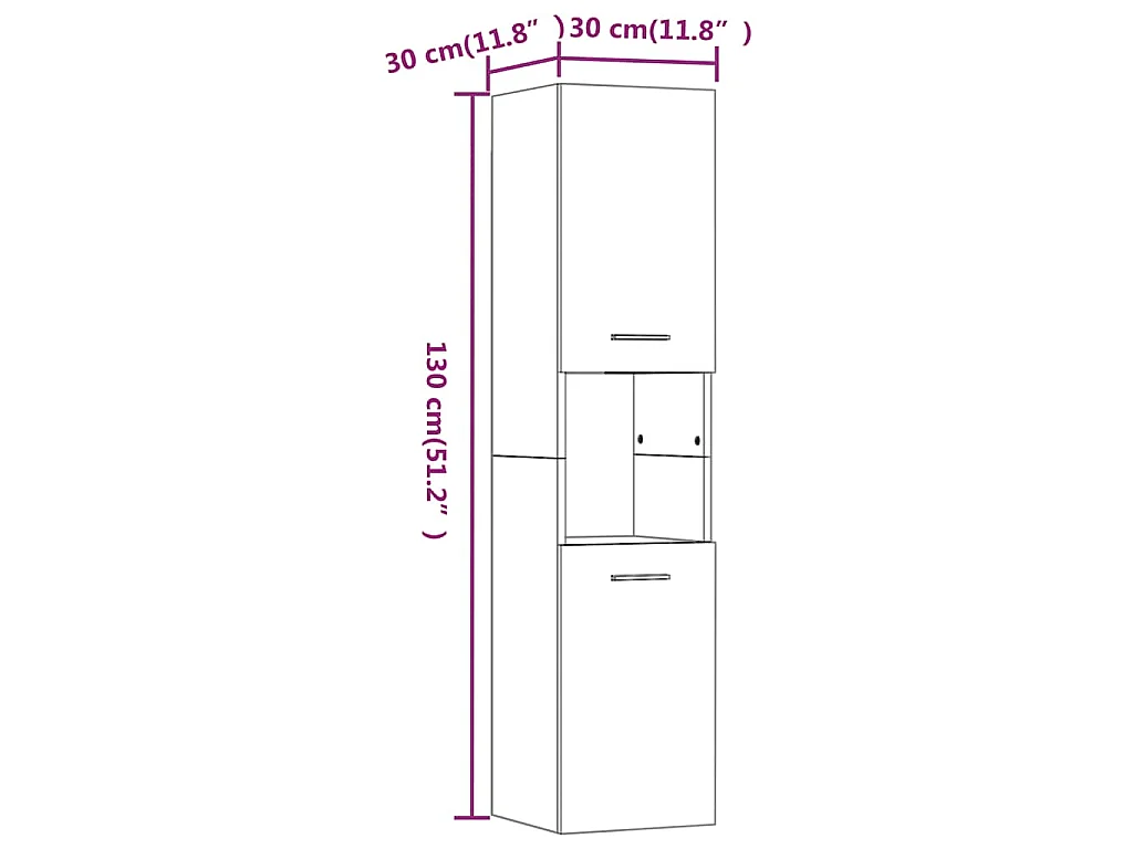 Armoire de bain Sonoma gris 30x30x130 cm Bois d'ingénierie