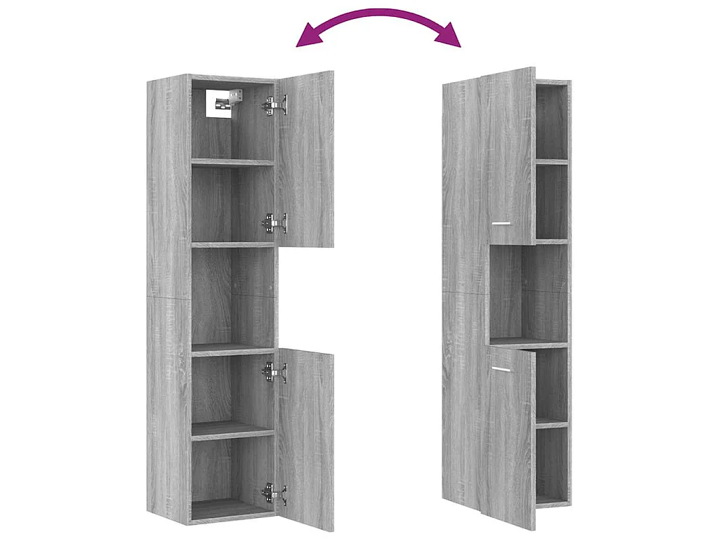 Armoire de bain Sonoma gris 30x30x130 cm Bois d'ingénierie