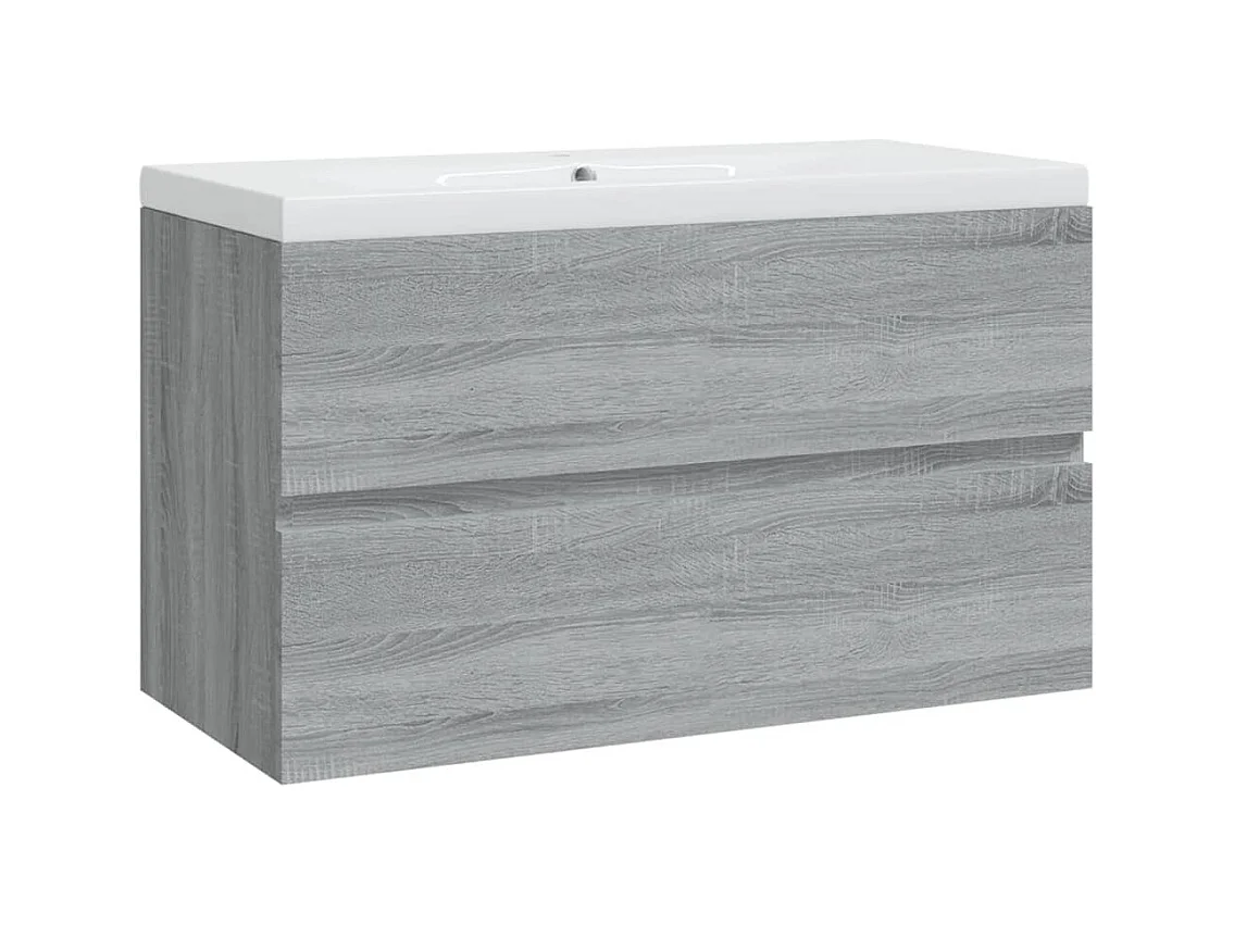 Meuble lavabo avec bassin intégré Sonoma gris Bois d'ingénierie