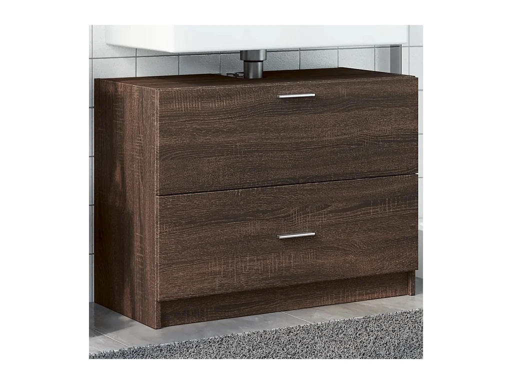 Wastafelkast 78x37x59 cm bewerkt hout bruin eikenkleurig