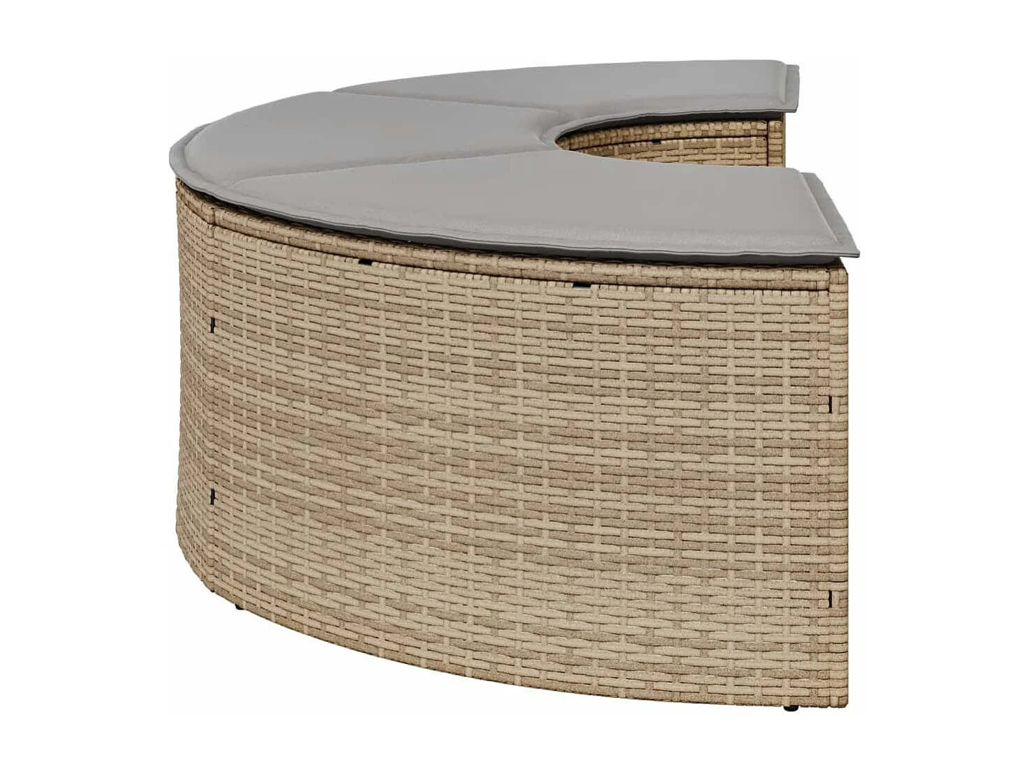 Garten-Fußhocker mit Kissen Beige Poly-Rattan