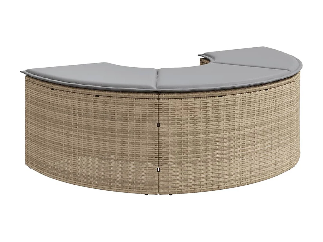 Garten-Fußhocker mit Kissen Beige Poly-Rattan